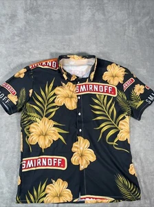 Vintage Extra Large Smirnoff Vodka Men's Short Sleeve Hawaiian Shirt USA MADE - Picture 1 of 8