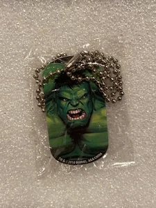 Etiqueta de perro delgada de metal Marvel The Hulk con collar de cadena de 12" NUEVO DTC - Imagen 1 de 3