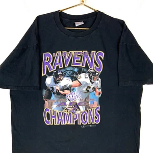 Vintage Baltimore Ravens T-shirt 2XL Black Nfl 2001 Afc Champs Ray Lewis - Picture 1 of 6