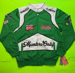 MEMBERS ONLY Sport Men’s Team Racing Windbreaker Jacket MEDIUM Green w/Red,White - Picture 1 of 15