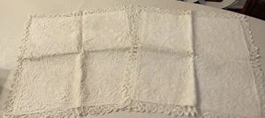 Vtg Battenburg Lace Boudoir Pillow Sham Case Cover 17” Sq White Bed Trousseau - Picture 1 of 4