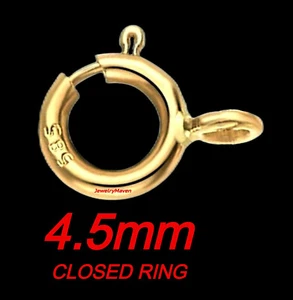 4.5mm 14k Yellow Solid Gold Spring Ring Clasp CLOSED Jump Ring USA MADE - Picture 1 of 4