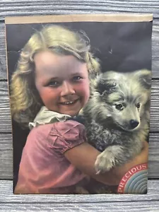 Vintage Precious Notebook Writing Pad Blonde Girl With Gray Puppy - Picture 1 of 3