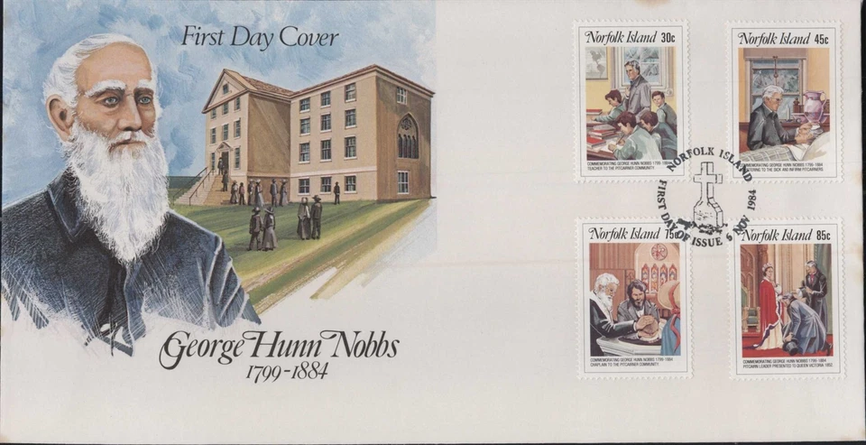 (Y13-48) Isla Norfolk 1984 FDC George Hunn Nobbs (punto de tono) (AW)  Foto 1 de 1