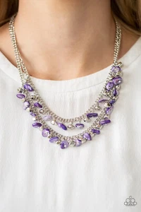 Vintage~~Paparazzi Jewelry Short Necklace~~Pebble Pioneer Purple Necklace - Picture 1 of 2