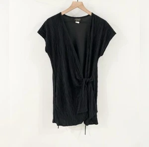 Robby Len Swim Tie Front Cover Up Black Size Small - Picture 1 of 5