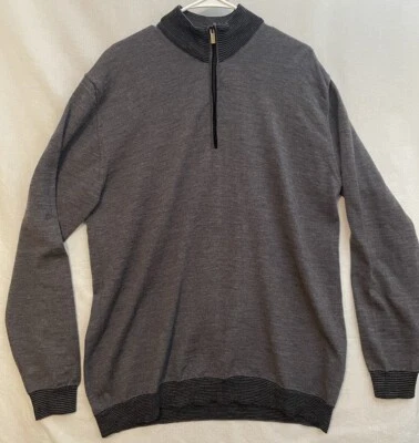 Patrick James Merino Wool 1/4 Zip Sweater Grey Men's XL * - Image 1 of 4