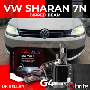 VW Sharan 7N - H7 COB LED Headlight Bulbs Kit 10000 Lumens Canbus 100W HID G4 - Picture 1 of 8