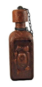 Vintage SPANISH Tooled Leather Covered DON QUIXOTE SANCHO DECANTER CORK STOPPER - Picture 1 of 12