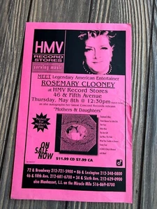 Rosemary Clooney HMV Record Stores Event Flyer 1997 Pink Paper Vintage Collectib - Picture 1 of 2