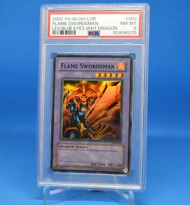 2002 Yu-Gi-Oh! Flame Swordsman Legend of Blue Eyes #003 PSA 8 Faded  - Image 1 of 3