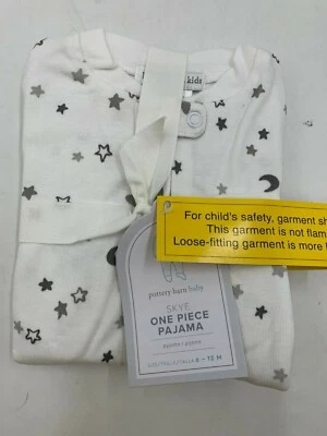 Pijama para dormir Pottery Barn Baby Skye blanco gris unisex 6-12 meses #9979Y Foto 1 de 4