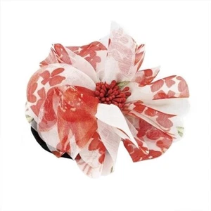 Roter Blumendruck Rüsche Blume Motiv Haar elastisch Wackel Schnabel Clip Korsage - Bild 1 von 1
