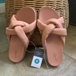 Cosette gepolsterte Damen-Slidesandalen: Universalfäden - korallenrosa - BRANDNEU - Bild 1 von 6