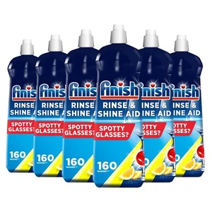 6 x Finish Dishwasher Rinse Aid Shine Lemon 800ml Drier Glasses Spot Prevention - Picture 1 of 4