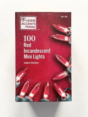Home Accents Holiday Red Incandescent Mini Lights 100 Count 20 FT Green Wire - Image 1 of 3