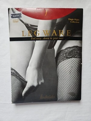 Fredericks of Hollywood Fishnet Nylon Stockings Thigh High Lace Top Size Small  - Image 1 of 4