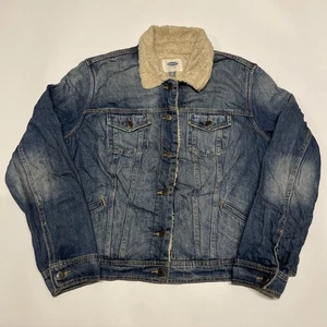 Old Navy Denim Jacket Mens XL Sherpa Lined Borg Workwear Chore - Picture 1 of 8