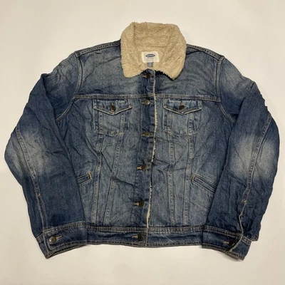 Old Navy Denim Jacket Mens XL Sherpa Lined Borg Workwear Chore - Image 1 of 4