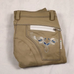 ANIMO Ladies IT44/US 8 Embroidered Knee Patch Grip Equestrian Riding Breeches - Picture 1 of 10