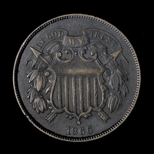 1866 Two Cent Piece - Free Shipping USA - Picture 1 of 3