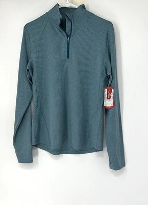 BCG NUEVO CON ETIQUETAS Activewear Top Mujer Mediano 1/4 Cremallera Jaspeado Verde azulado Foto 1 de 4