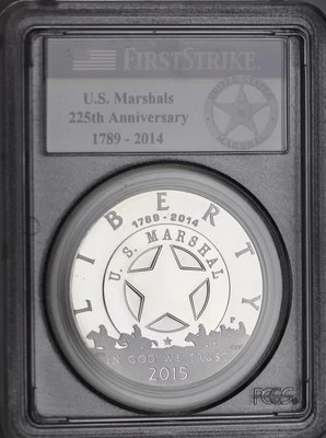 2015-P $1 United States Marshal's Service 225 Anniversary PCGS PR69DCAM 1st STK - Image 1 of 2