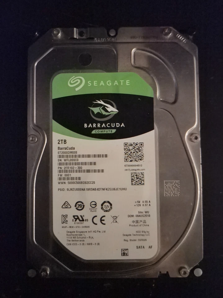 Hard Disk Seagate BarraCuda 2TB, Interno, 7200 RPM, 3.5" (ST2000DM008) - Immagine 1 di 1