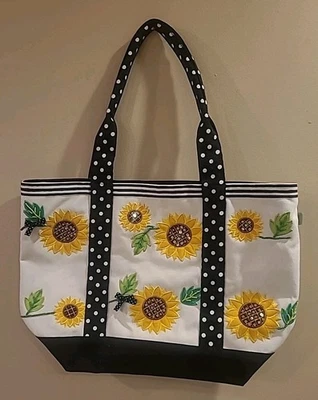 Bolso de Mano BEREK Lentejuelas Bordado Girasoles Lunares Cremallera Completa Amarillo Foto 1 de 4