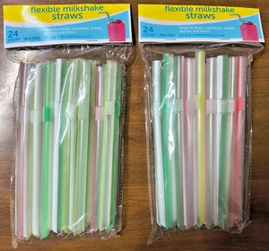 Super Wide Flexible Milkshake Straws Multicolor 48 Count Total New 8 x 0.39 in - Picture 1 of 1