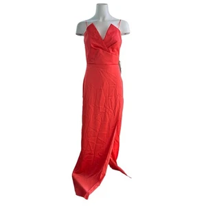 Neu mit Etikett Aidan Mattox trägerloses Satin-Säulenkleid Größe 2 – koralle Hochzeit Abschlussball  - Bild 1 von 8