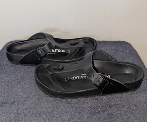 Sandalias Birkenstock Gizeh para mujer talla EU 38 US 7 cuero negro tanga sin cordones - Imagen 1 de 9