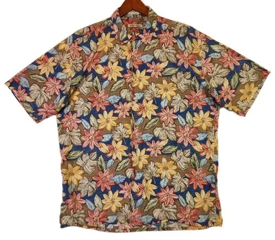 Vintage Burma Bibas Floral Hawaiian Shirt Mens Large 90s Button Up Cotton Lawn  - Image 1 of 4