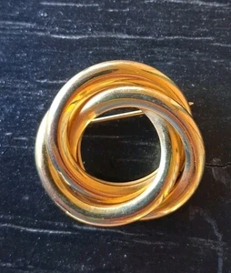 Vintage goldfarbene kreisförmige gestapelte Pinwheel Brosche 1,5 Zoll - Bild 1 von 4