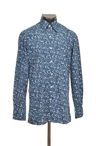 Canali blaues Baumwollhemd mit durchgehendem Druck und Knöpfen Größe S - Bild 1 von 7