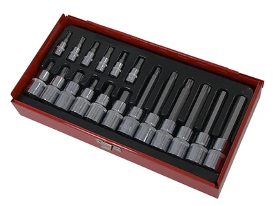 18pc 1/4 and 1/2" 7pc Hex 6pc Star & 5pc Spline Socket Bit Set Brand New - Image 1 of 4