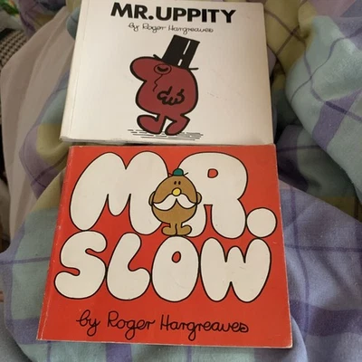 Xmas Gift Vintage Mr Men Books x 2 Mr Slow 1978 Mr Uppity 1995 Roger Hargreaves - Image 1 of 4