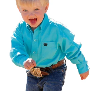 Cinch Infant Boy's Solid Turquoise Button Down Western Shirt MTW7062374 - Picture 1 of 4