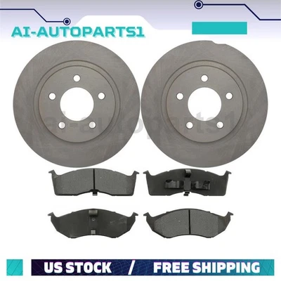 Rotores de freio dianteiro + kit de pastilhas de freio compatível com 2000 2001 2002 2003 2004 Dodge Intrepid - Imagem 1 de 3