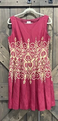 Vestido Suzi Chin para Maggie Boutique Lino Sin Mangas Borgoña Para Mujer Talla 10” Foto 1 de 4