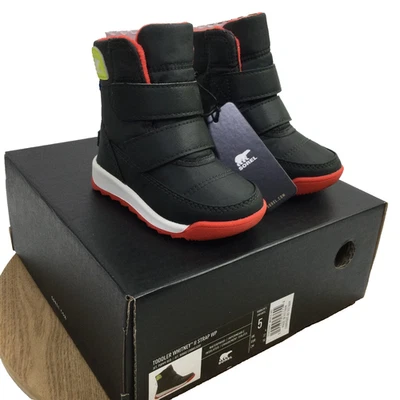 Водонепроницаемые зимние детские ботинки Sorel Whitney II с ремешком и круглым носком черные размер 5 новые без коробки - Изображение 1 из 4