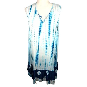 NEW Area Stars Boho Blue and White Boho Beach Dress Size M - Picture 1 of 7