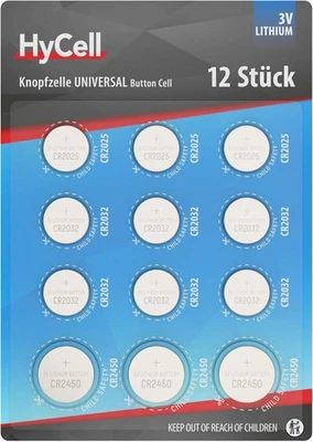 HyCell Lithium Button Cell Set CR2025 CR2032 CR2450 12 Pieces 3V Long...  - Image 1 of 4