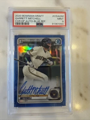 garrett mitchell bowman 1st chrome auto Blue /150 PSA 9 2020 Bowman Draft - Image 1 of 2