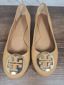 ☆~Tory Burch Reva Pebbled Leather Ballet Flats in Luggage Women’s Size 9 1/2M~☆ - Picture 1 of 7
