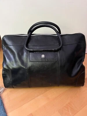 Aigner Tasche - Weekender - Vintage, Leder Schwarz ca. 33h, 48L , 30B Topzustand - Bild 1 von 4