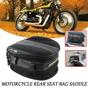 Motorcycle Rear Tail Bag Waterproof Luggage Helmet Pack Seat Box Storage Saddle - Picture 1 of 9