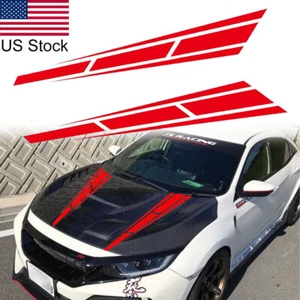 2pcs 31.5'' x4.5' Red Sport Racing Stripe Car Hood Vinyl Decal Sticker Universal - Picture 1 of 8