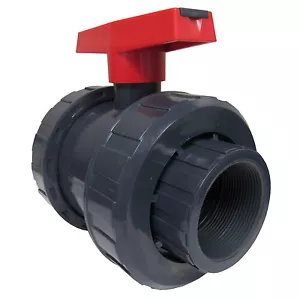 New Sch 80 PVC 1-1/4 Inch True Union Ball Valve NPT Threaded Connect New PVC - Picture 1 of 12