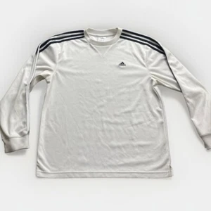 VTG Y2K Adidas Long Sleeve Jersey Shirt Men’s M White Solid Active 3 stripes - Picture 1 of 12